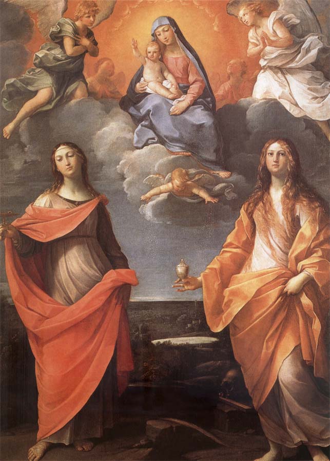 The Virgin appears before San Lucas and Holy Catalina